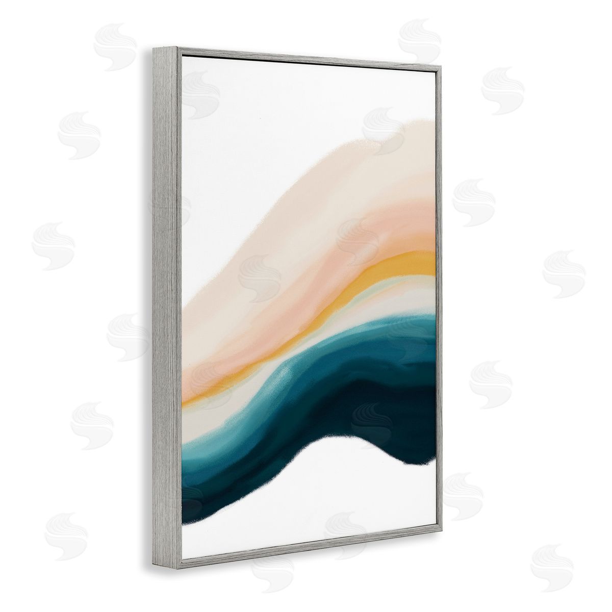 Peach Swirl Abstraction Grey Frame Print Wall Art, Home Decor by JJ Design House, LLC.