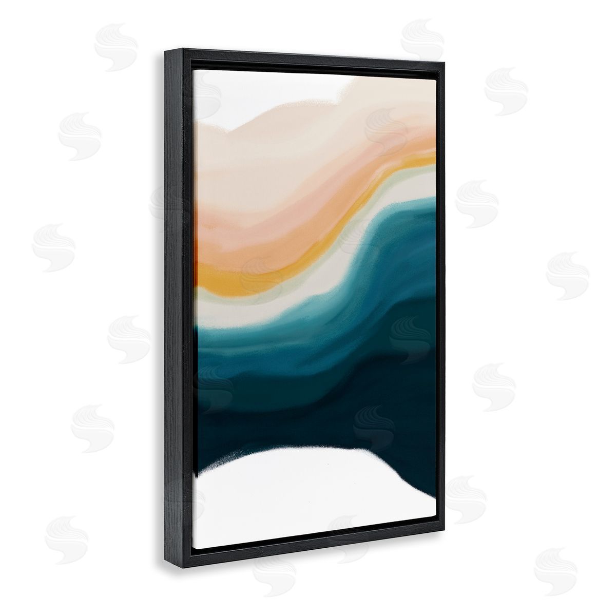Peach Swirl Fluid Pattern Black Floating Frame Canvas Wall Art, Home Decor by JJ Design House, LLC.