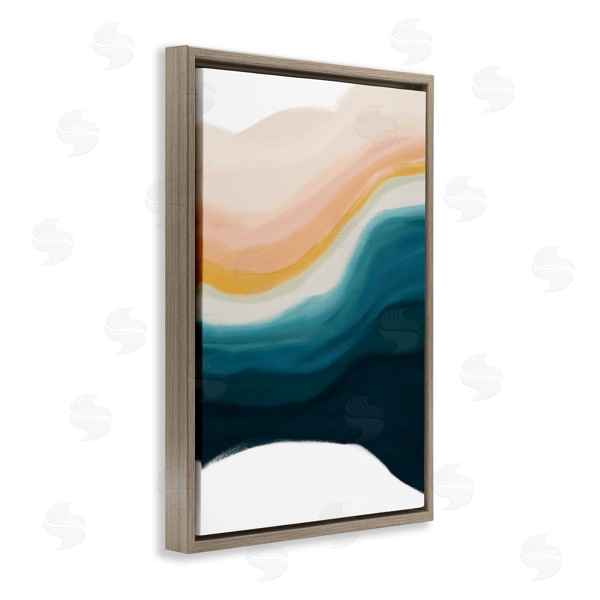 Peach Swirl Fluid Pattern Brown Floating Frame Canvas Wall Art, Home Decor by JJ Design House, LLC.