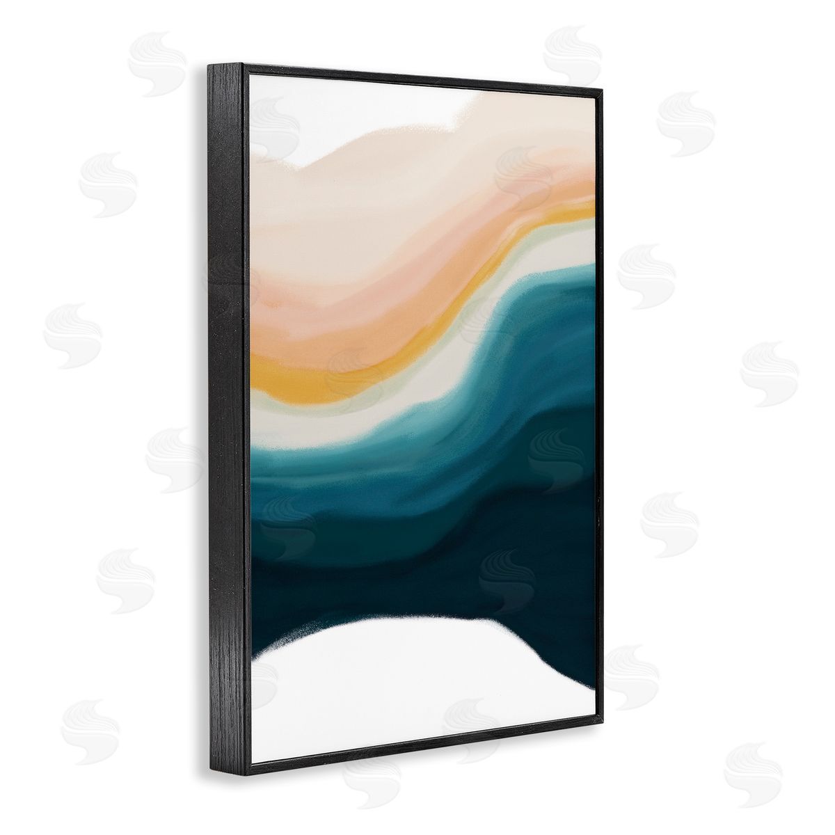 Peach Swirl Fluid Pattern Black Frame Print Wall Art, Home Decor by JJ Design House, LLC.