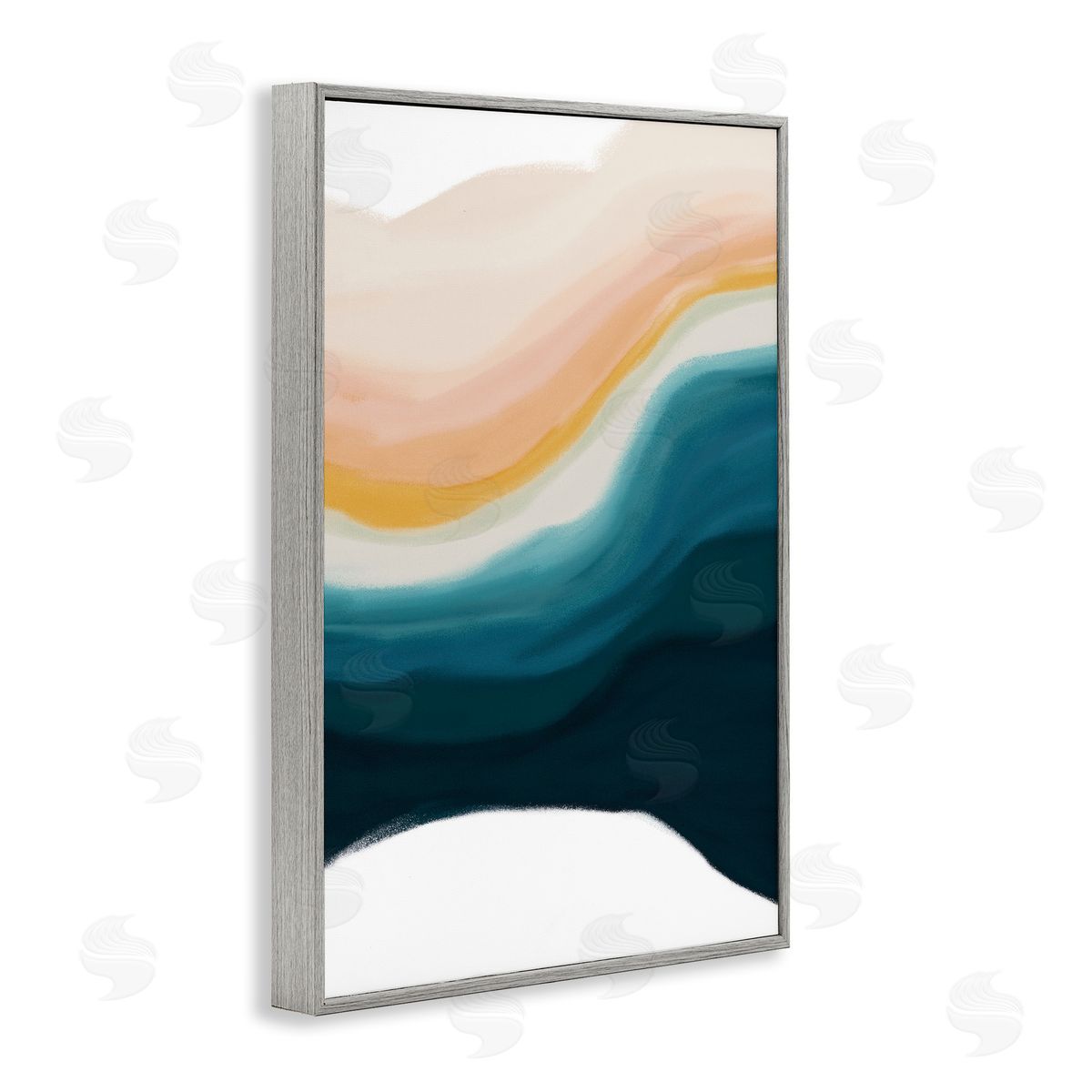 Peach Swirl Fluid Pattern Grey Frame Print Wall Art, Home Decor by JJ Design House, LLC.