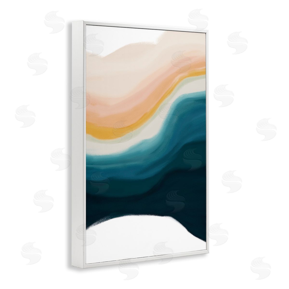 Peach Swirl Fluid Pattern White Frame Print Wall Art, Home Decor by JJ Design House, LLC.