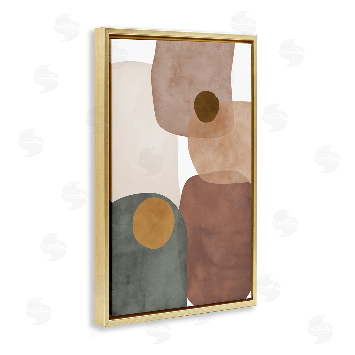 Southwestern Natural Shapes Gold Floating Frame Canvas Wall Art, Home Decor by JJ Design House, LLC.