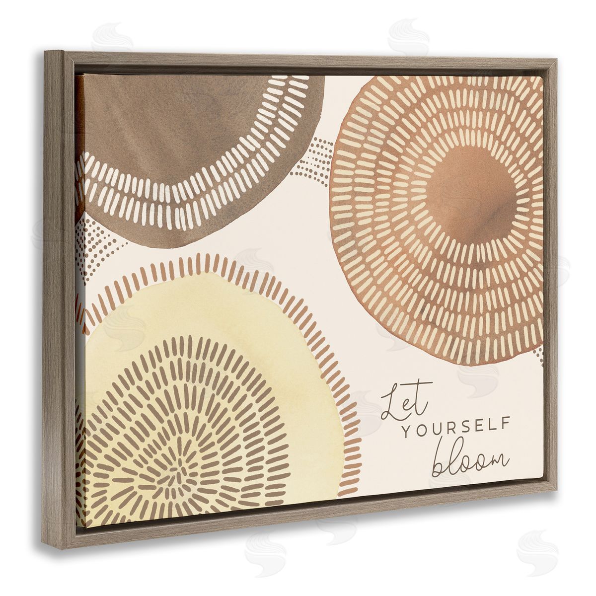Let Yourself Bloom Boho Brown Floating Frame Canvas Wall Art, Home Decor by Jetty Home, LLC