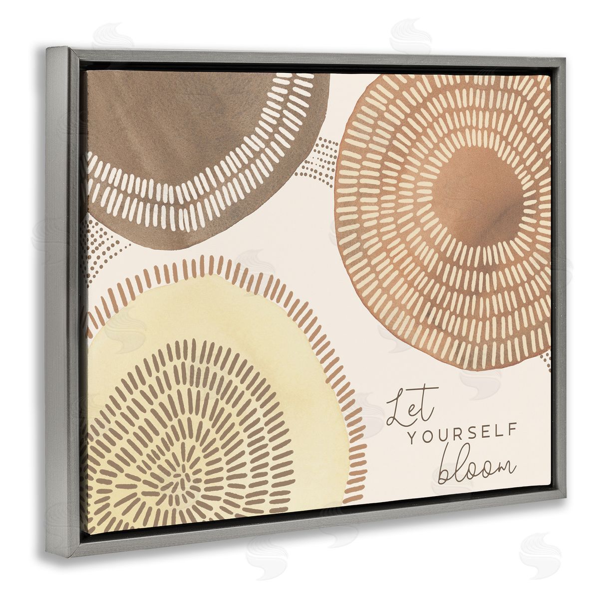 Let Yourself Bloom Boho Grey Floating Frame Canvas Wall Art, Home Decor by Jetty Home, LLC