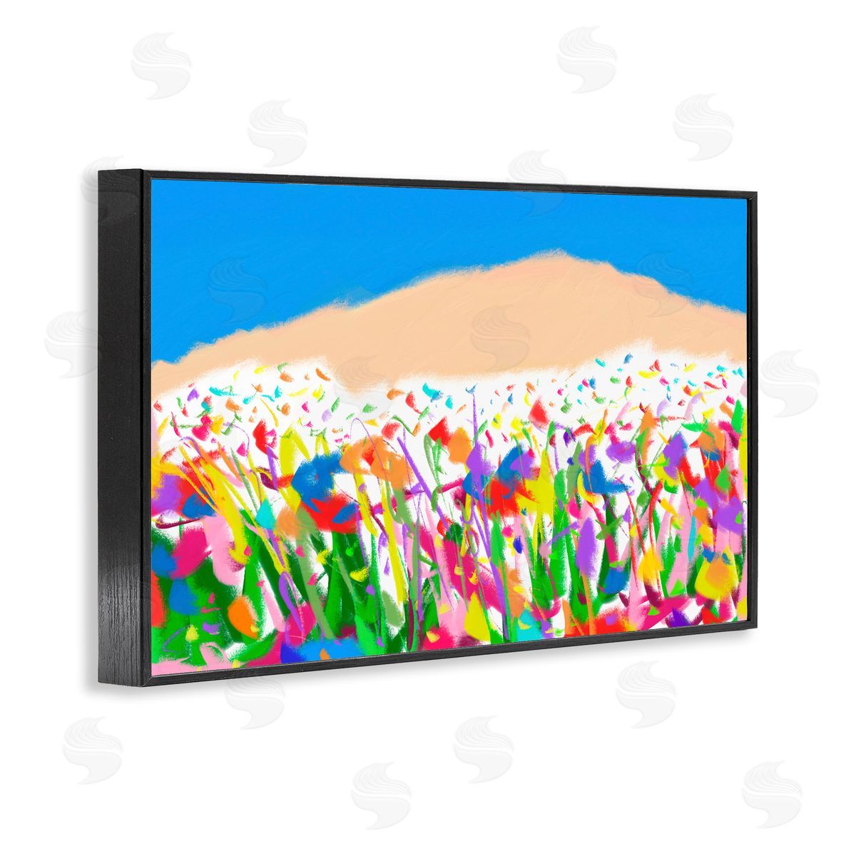 Joyful Landscape Abstraction Black Frame Print Wall Art, Home Decor by Bellasai Art