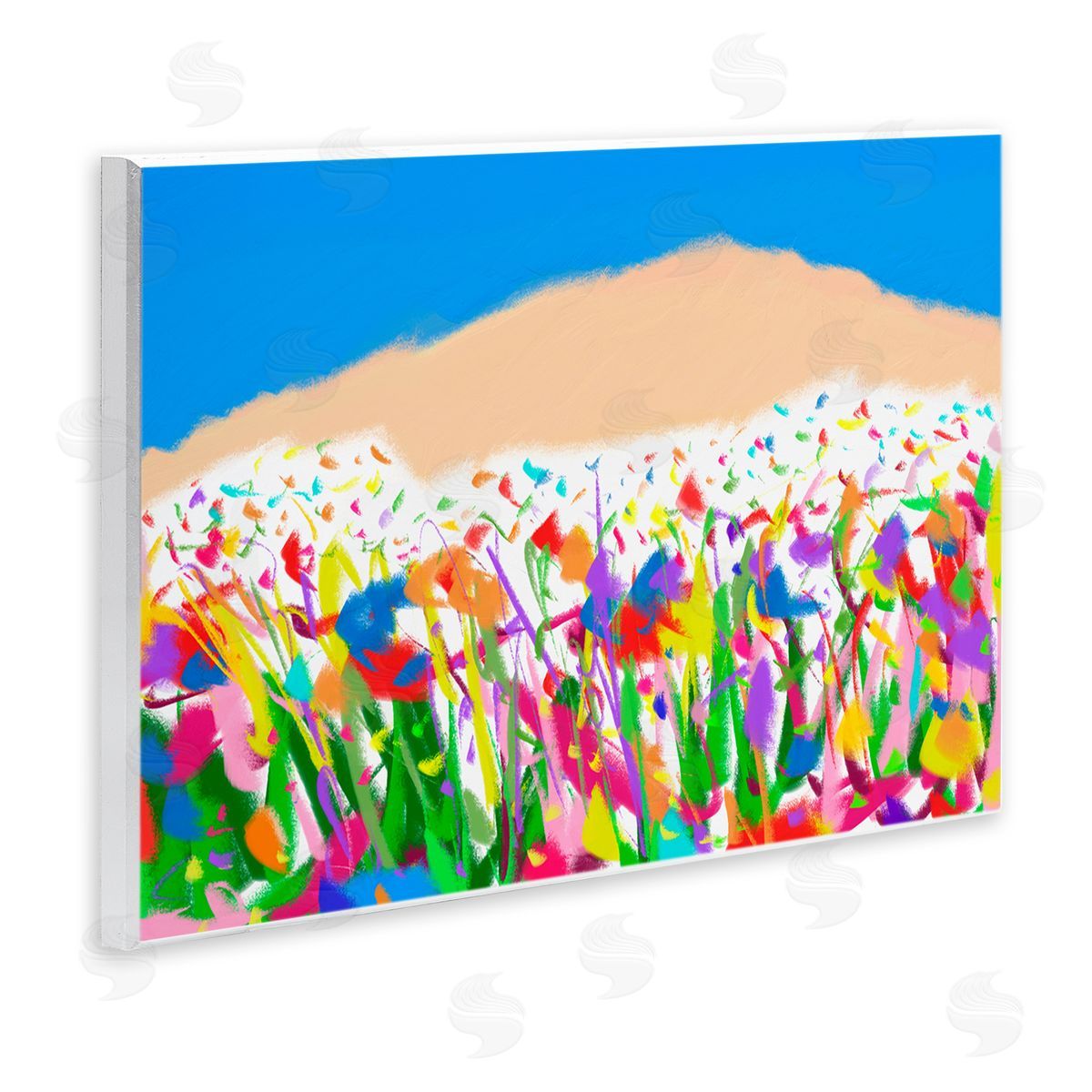 Joyful Landscape Abstraction Wood Plaque Wall Art, Home Decor by Bellasai Art