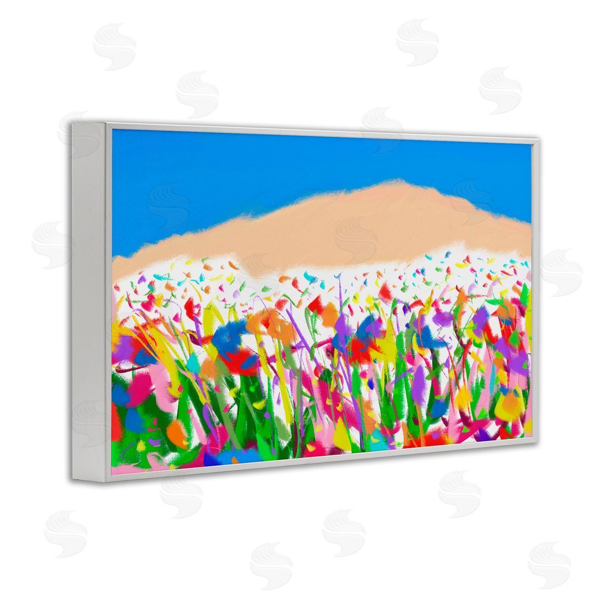 Joyful Landscape Abstraction White Frame Print Wall Art, Home Decor by Bellasai Art