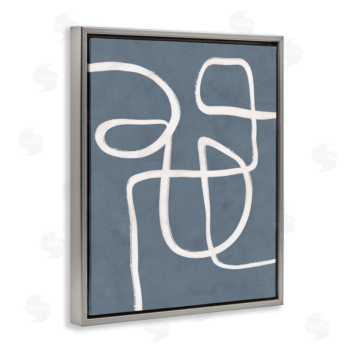 Freeflow Line on Blue Grey Floating Frame Canvas Wall Art, Home Decor by Nina Blue