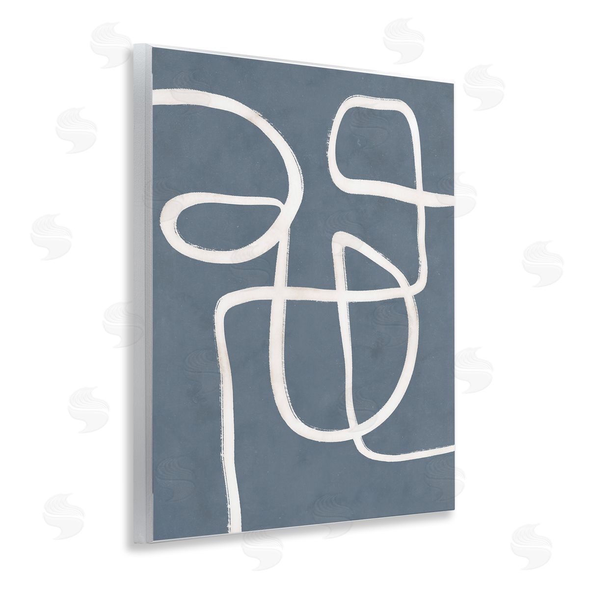 Freeflow Line on Blue Wood Plaque Wall Art, Home Decor by Nina Blue