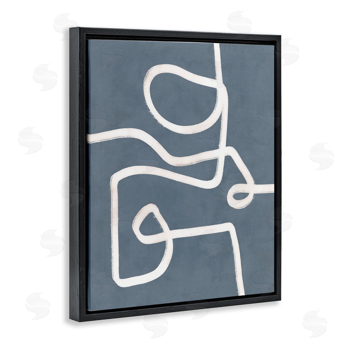 Free Line on Blue Black Floating Frame Canvas Wall Art, Home Decor by Nina Blue