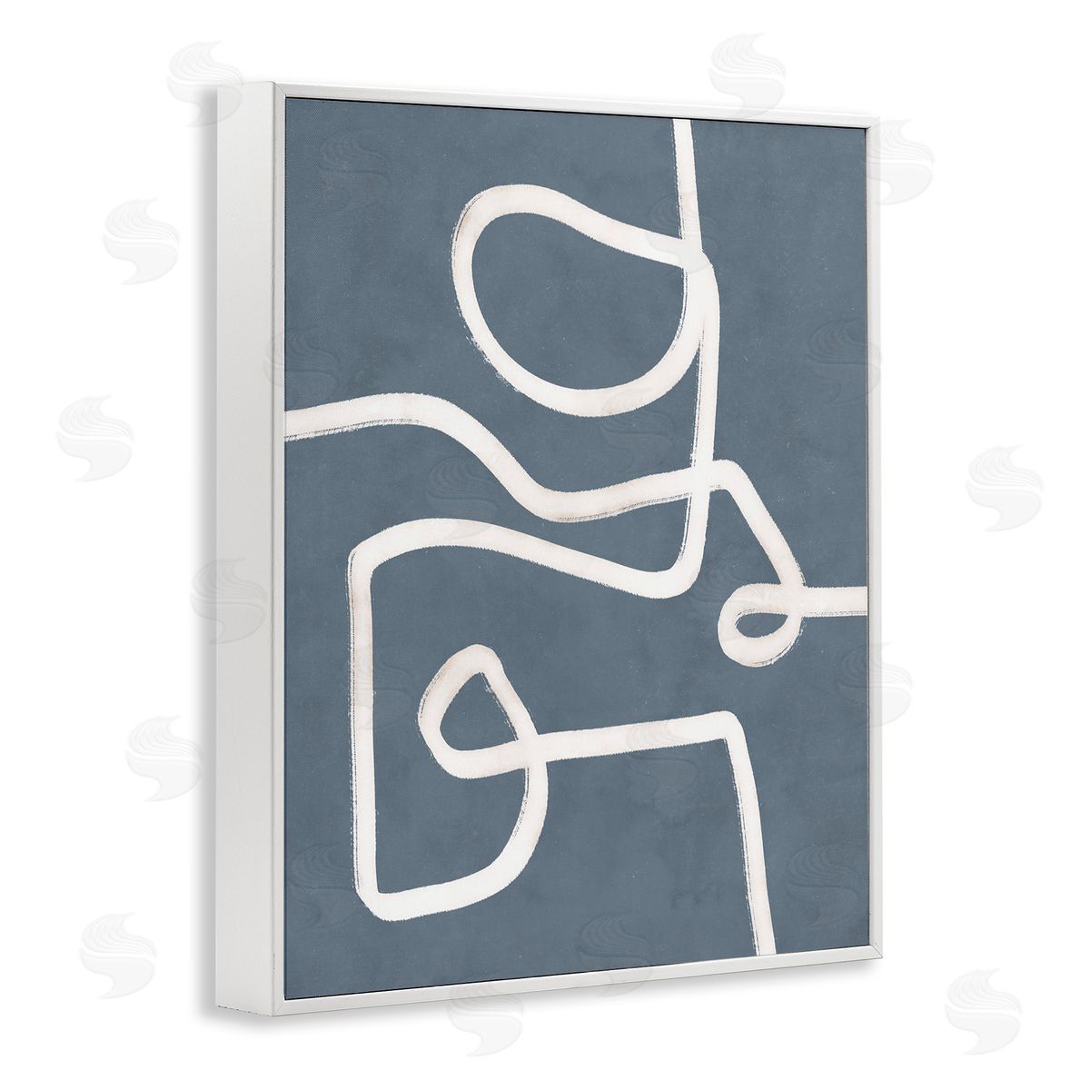 Free Line on Blue White Frame Print Wall Art, Home Decor by Nina Blue