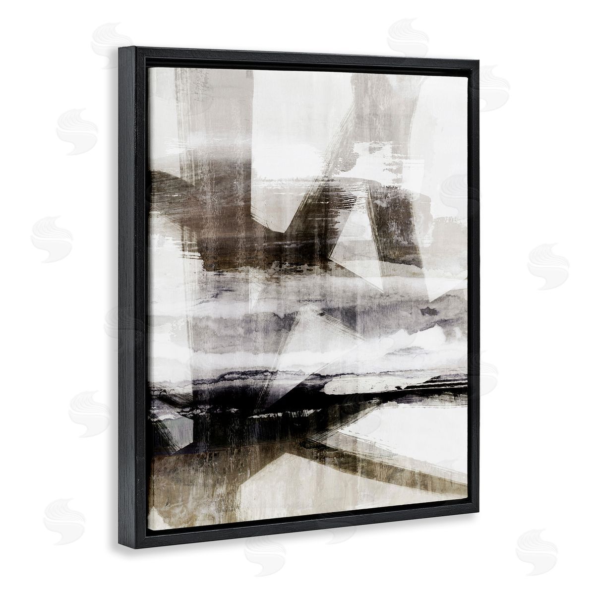 Urban Complex Abstract Black Floating Frame Canvas Wall Art, Home Decor by Nina Blue