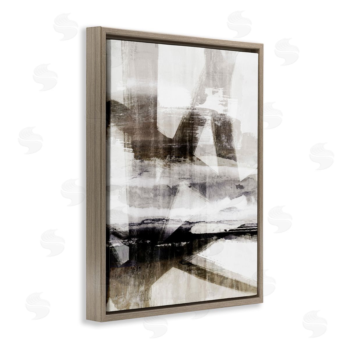 Urban Complex Abstract Brown Floating Frame Canvas Wall Art, Home Decor by Nina Blue