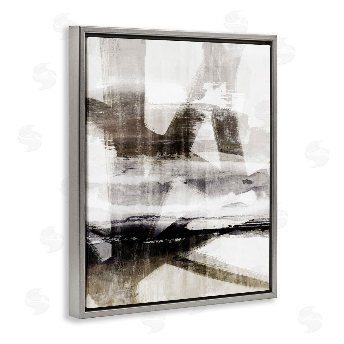 Urban Complex Abstract Grey Floating Frame Canvas Wall Art, Home Decor by Nina Blue