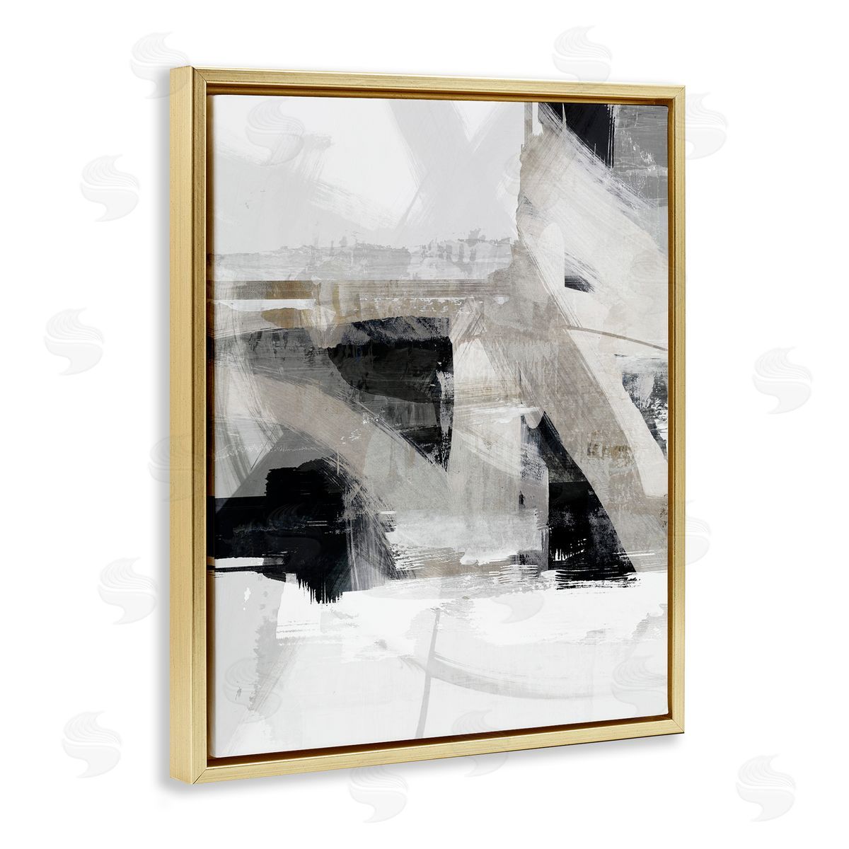 Urban Industrial Complex Gold Floating Frame Canvas Wall Art, Home Decor by Nina Blue