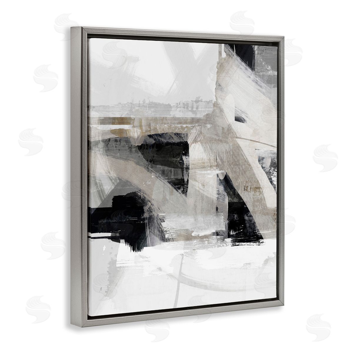 Urban Industrial Complex Grey Floating Frame Canvas Wall Art, Home Decor by Nina Blue
