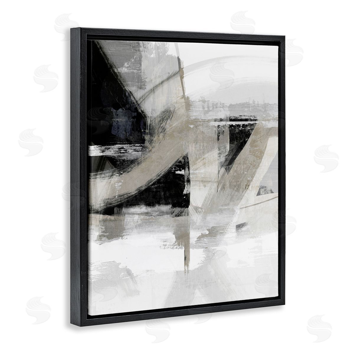 Neutral Urban Complex Black Floating Frame Canvas Wall Art, Home Decor by Nina Blue