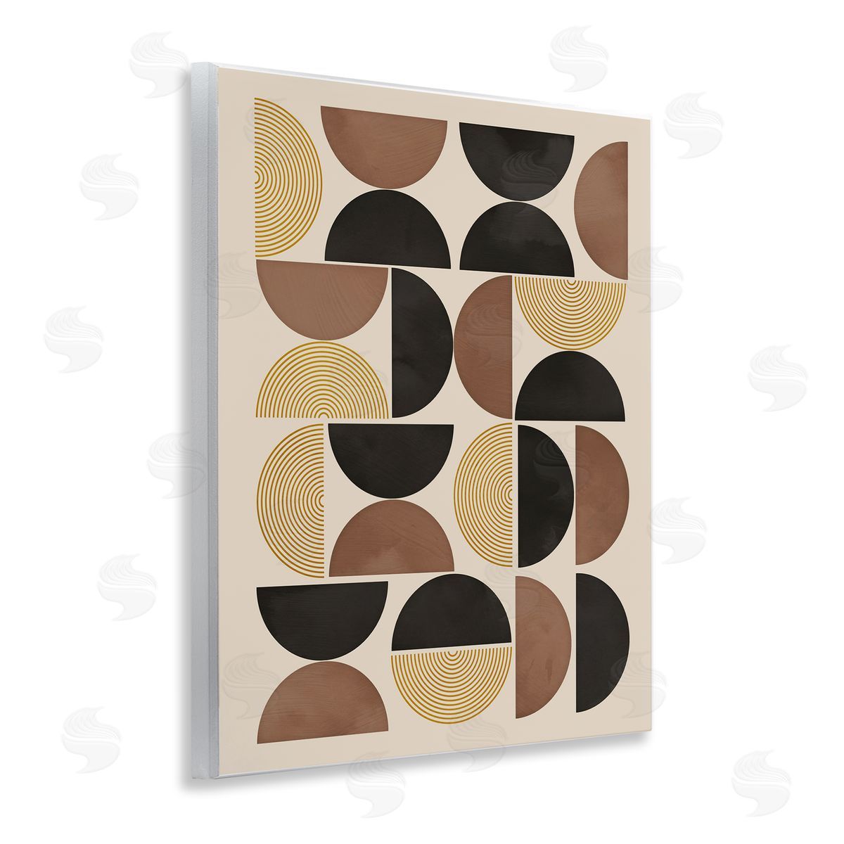 Midcentury Geometric Arches Wood Plaque Wall Art, Home Decor by Nina Blue