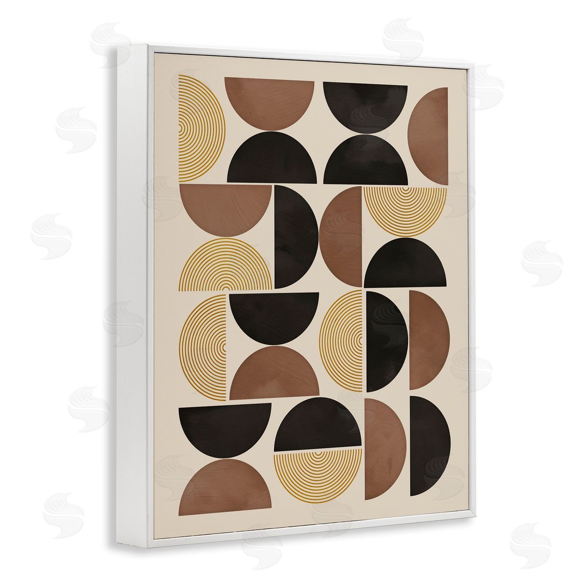 Midcentury Geometric Arches White Frame Print Wall Art, Home Decor by Nina Blue