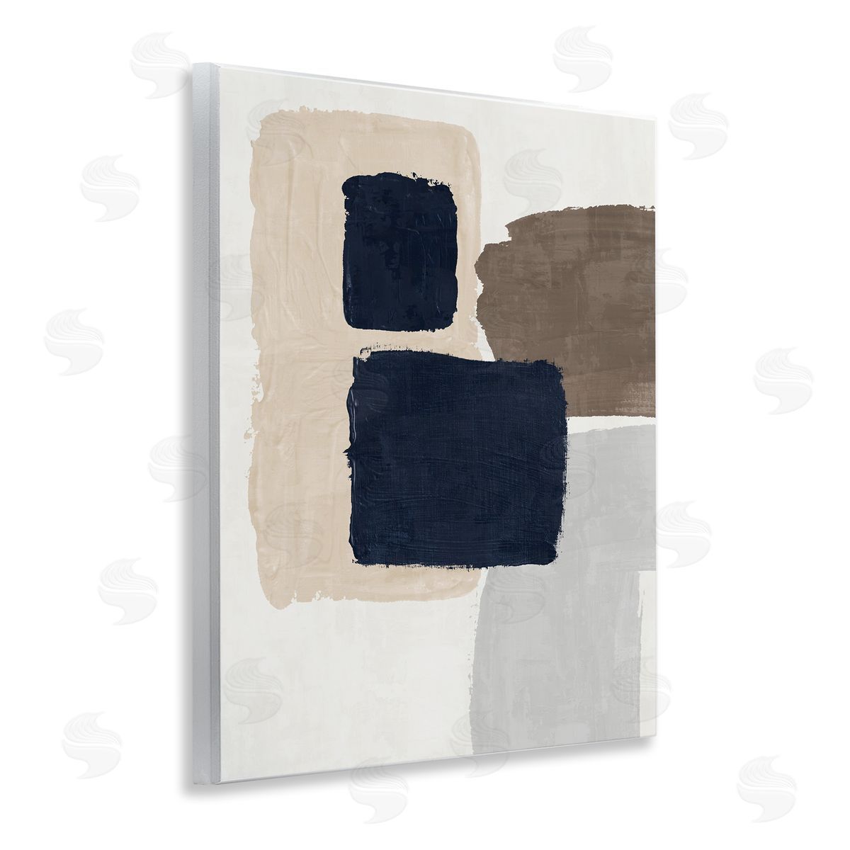 Navy Blocked Shapes Wood Plaque Wall Art, Home Decor by Nina Blue