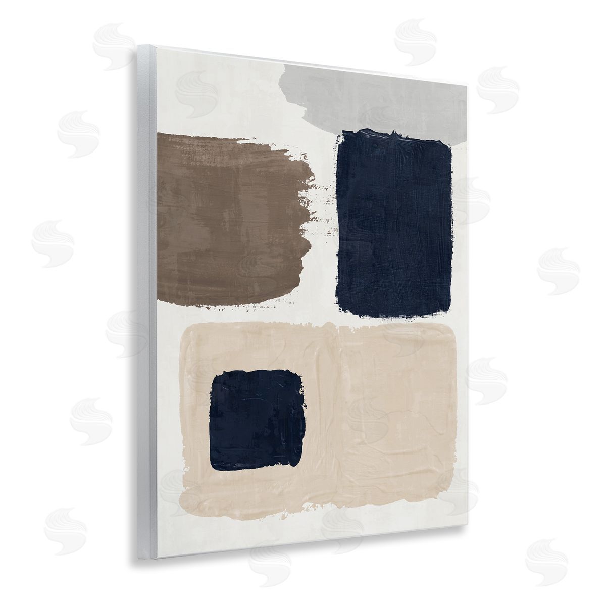 Neutral Blocked Shapes Wood Plaque Wall Art, Home Decor by Nina Blue