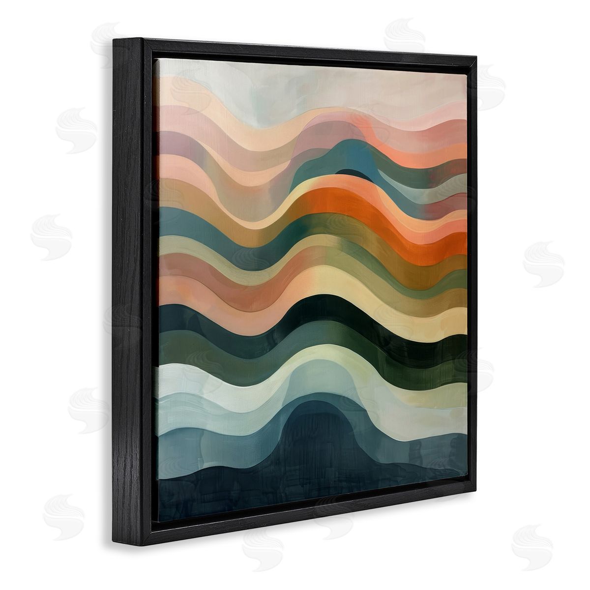 Fluid Dynamics Pattern Black Floating Frame Canvas Wall Art, Home Decor by Lazar Studio