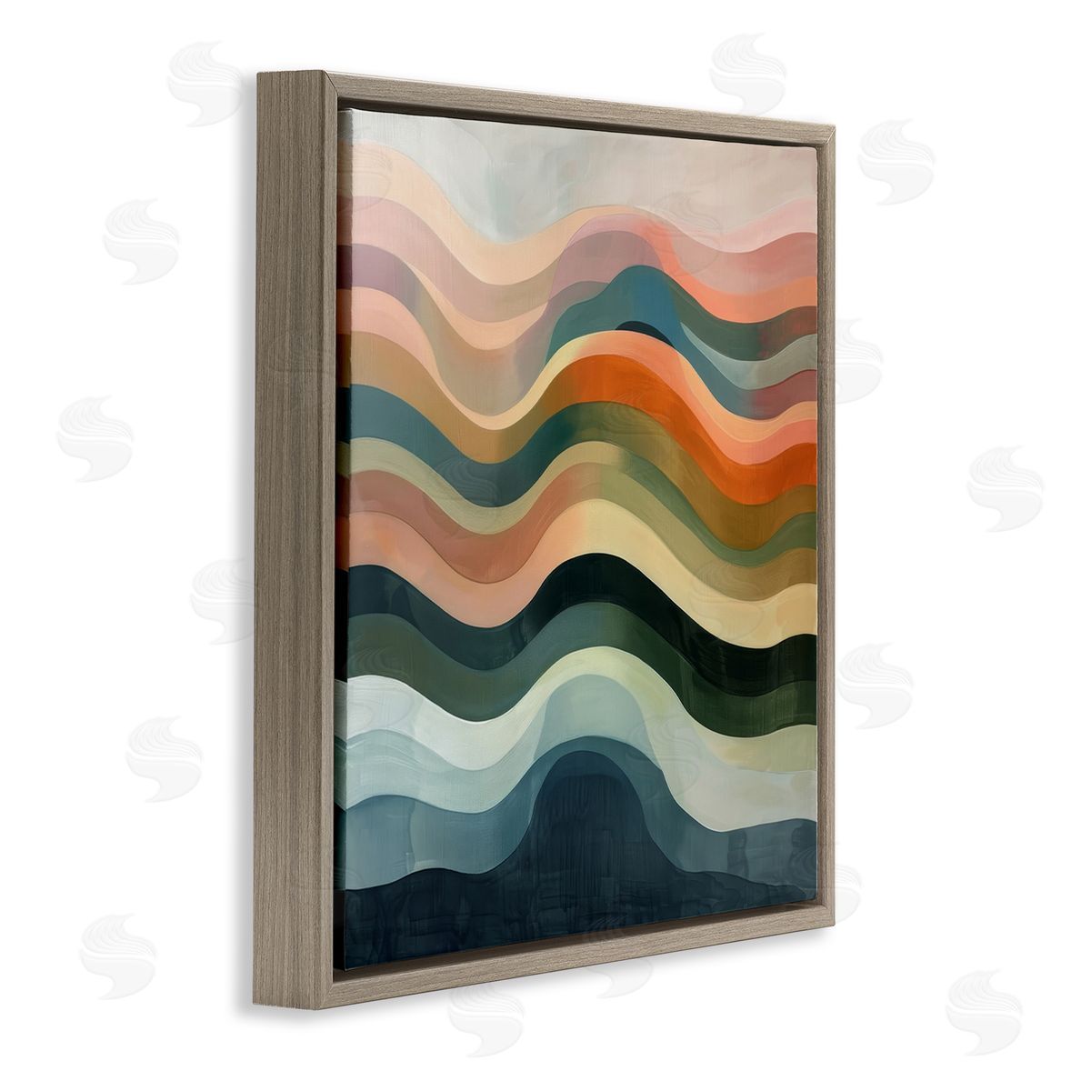 Fluid Dynamics Pattern Brown Floating Frame Canvas Wall Art, Home Decor by Lazar Studio