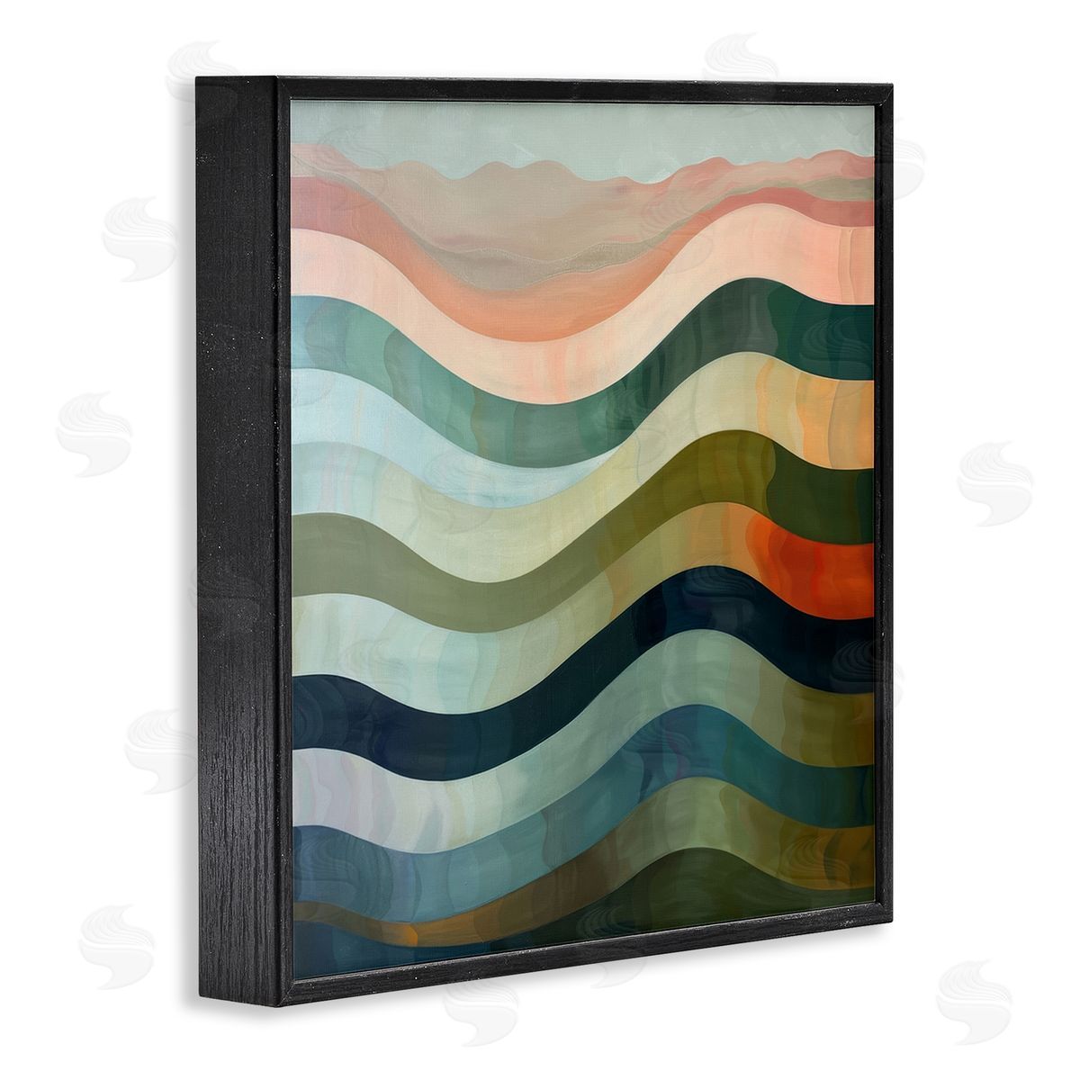 Fluid Dynamic Stripes Black Frame Print Wall Art, Home Decor by Lazar Studio