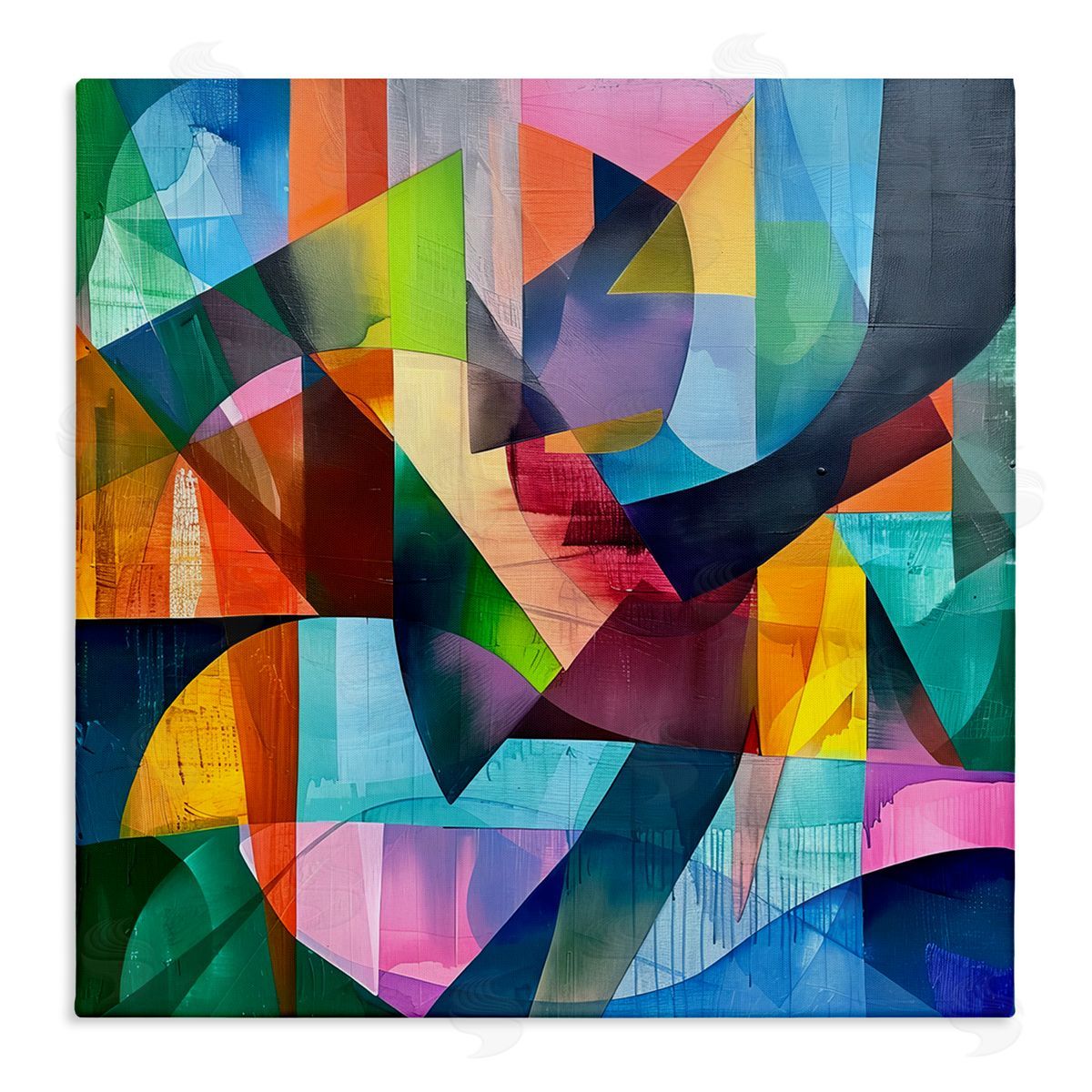 Layered Luminous Shapes Canvas Wall Art, Home Decor by Lazar Studio