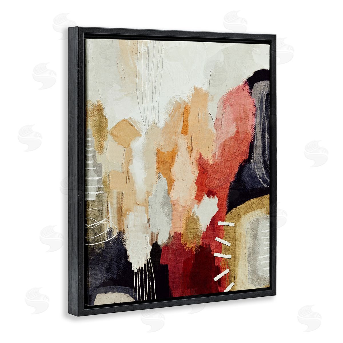 Abstract Tan Southwestern Black Floating Frame Canvas Wall Art, Home Decor by Lisa Nohren