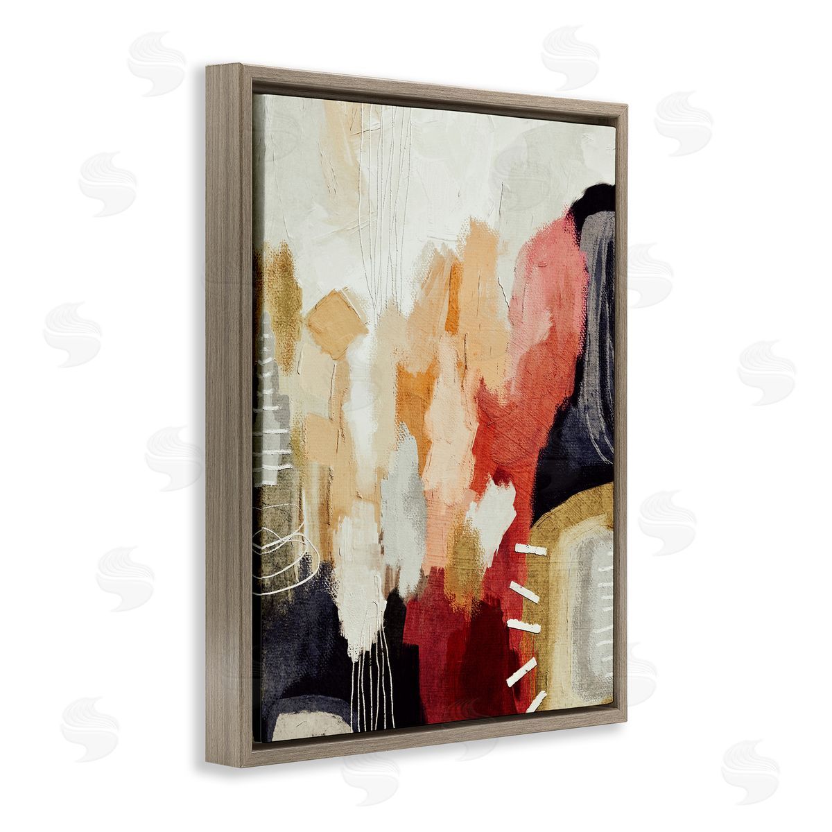 Abstract Tan Southwestern Brown Floating Frame Canvas Wall Art, Home Decor by Lisa Nohren