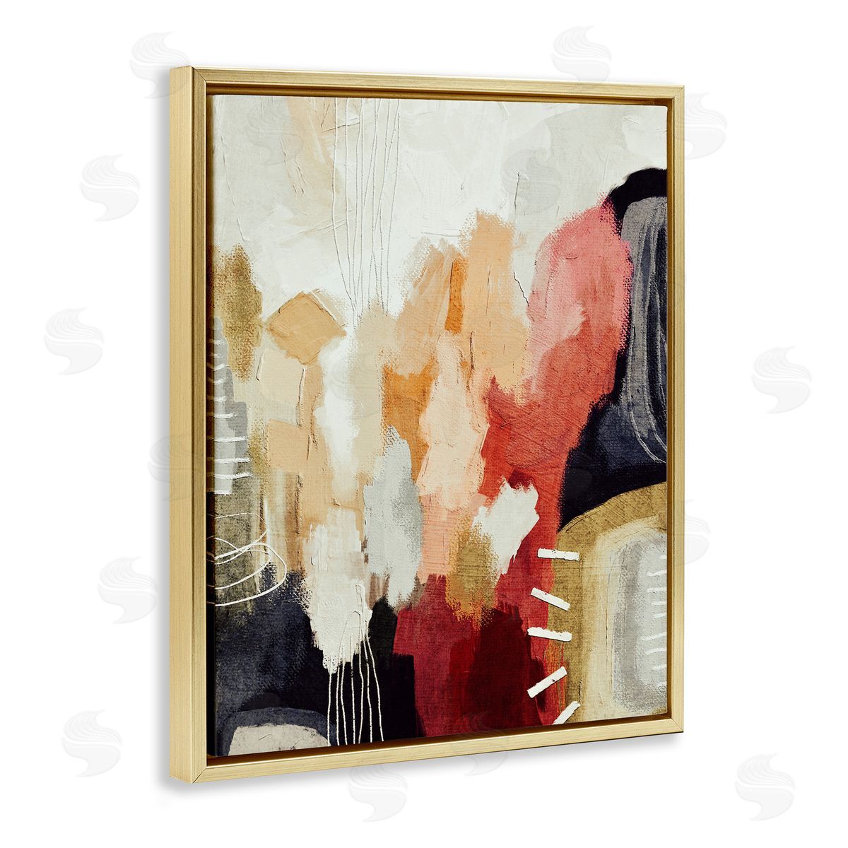 Abstract Tan Southwestern Gold Floating Frame Canvas Wall Art, Home Decor by Lisa Nohren
