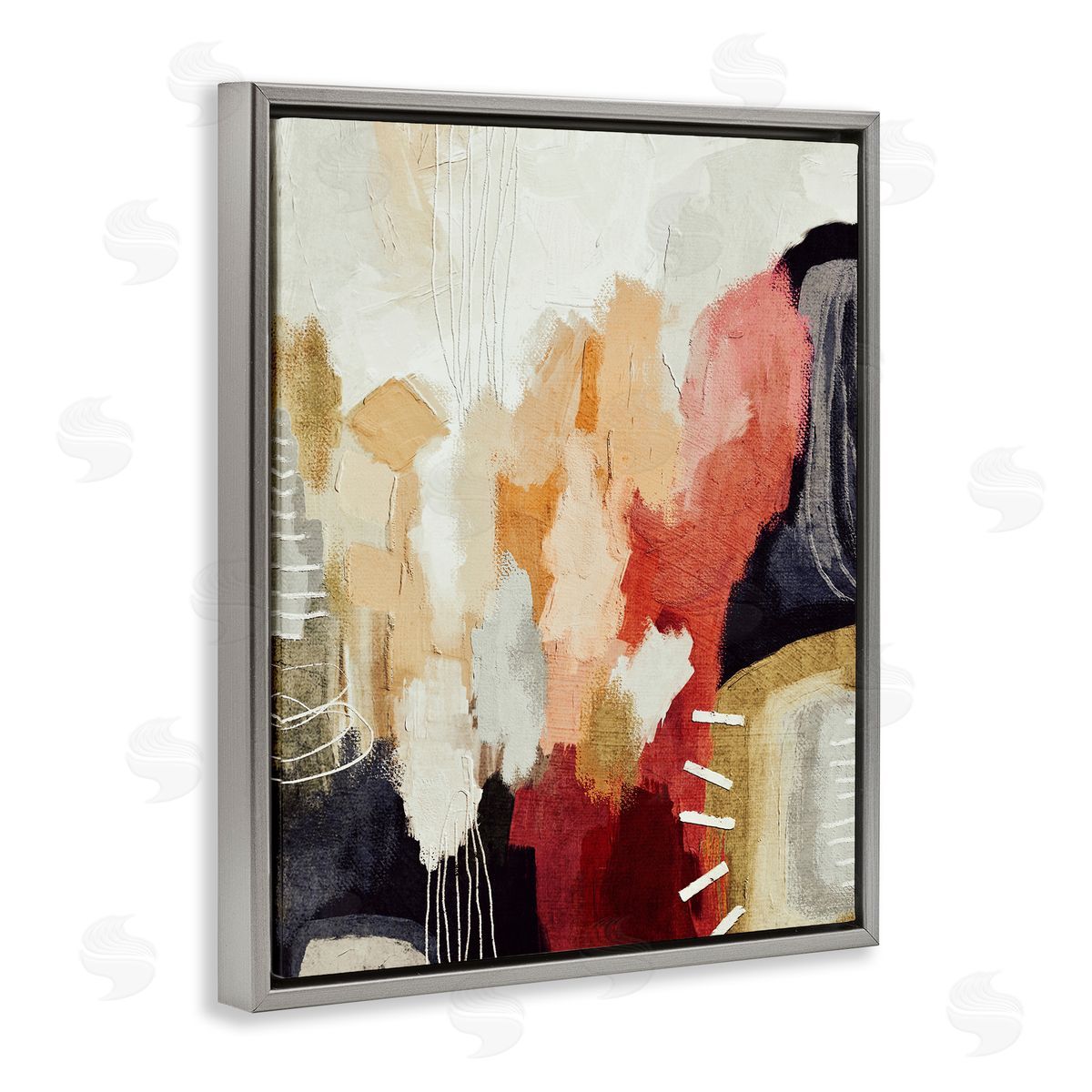 Abstract Tan Southwestern Grey Floating Frame Canvas Wall Art, Home Decor by Lisa Nohren