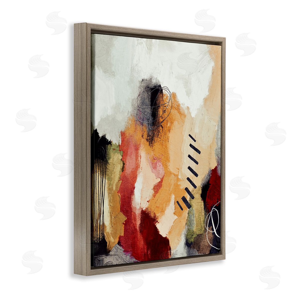 Abstract Southwestern Pattern Brown Floating Frame Canvas Wall Art, Home Decor by Lisa Nohren