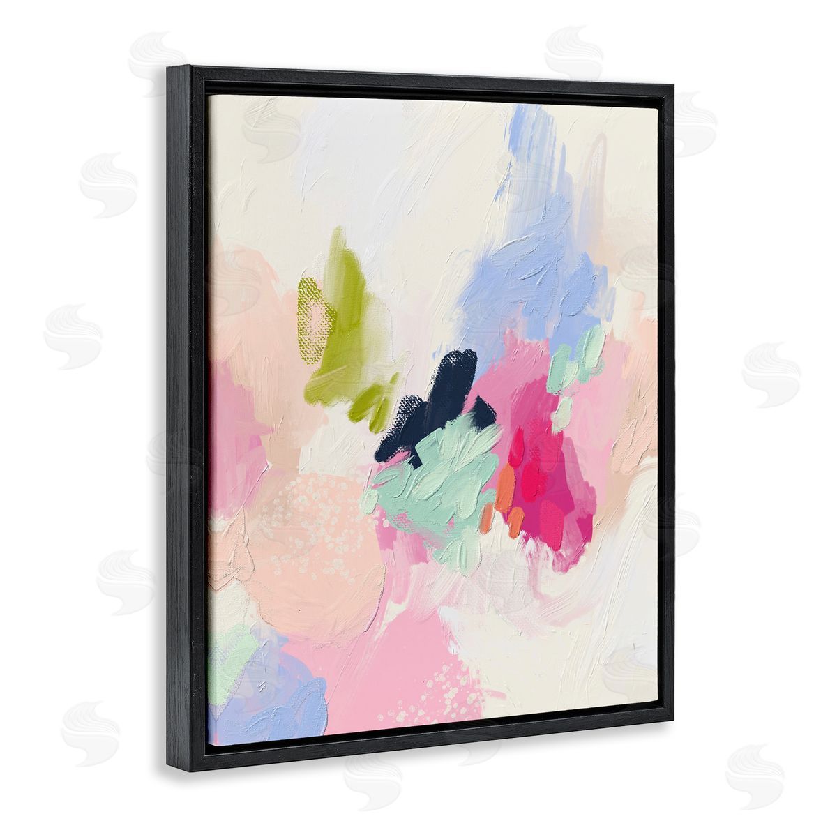 Pastel Abstract Paint Strokes Black Floating Frame Canvas Wall Art, Home Decor by Lisa Nohren