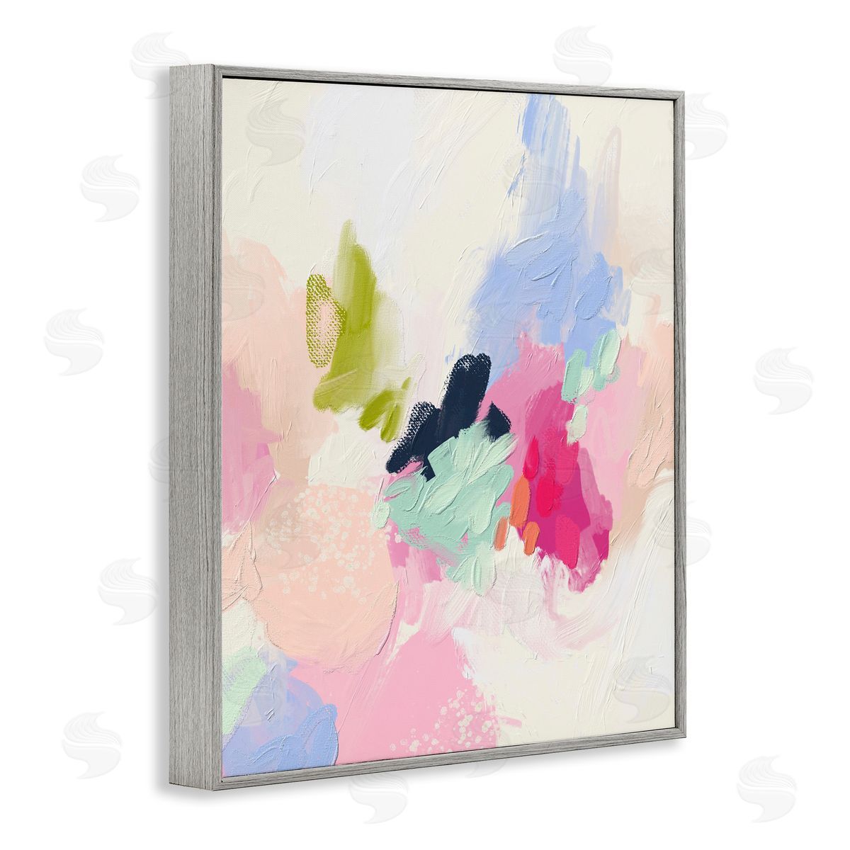 Pastel Abstract Paint Strokes Grey Frame Print Wall Art, Home Decor by Lisa Nohren