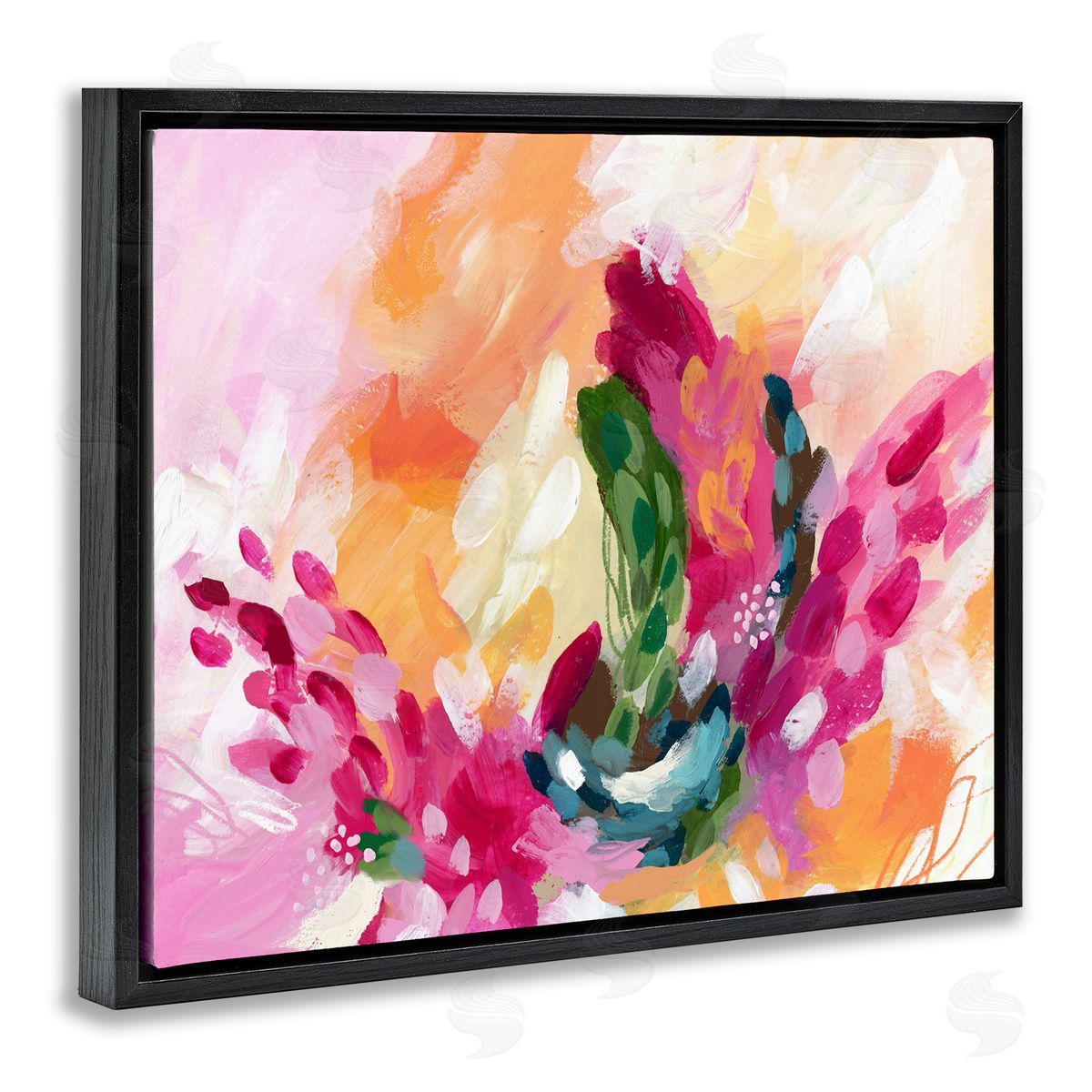 Tropical Punch Abstraction Black Floating Frame Canvas Wall Art, Home Decor by Lisa Nohren