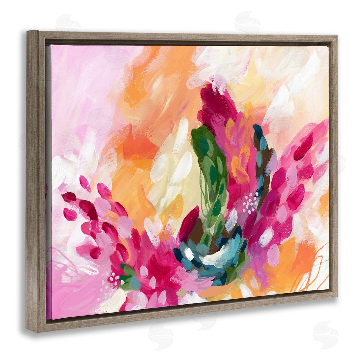 Tropical Punch Abstraction Brown Floating Frame Canvas Wall Art, Home Decor by Lisa Nohren
