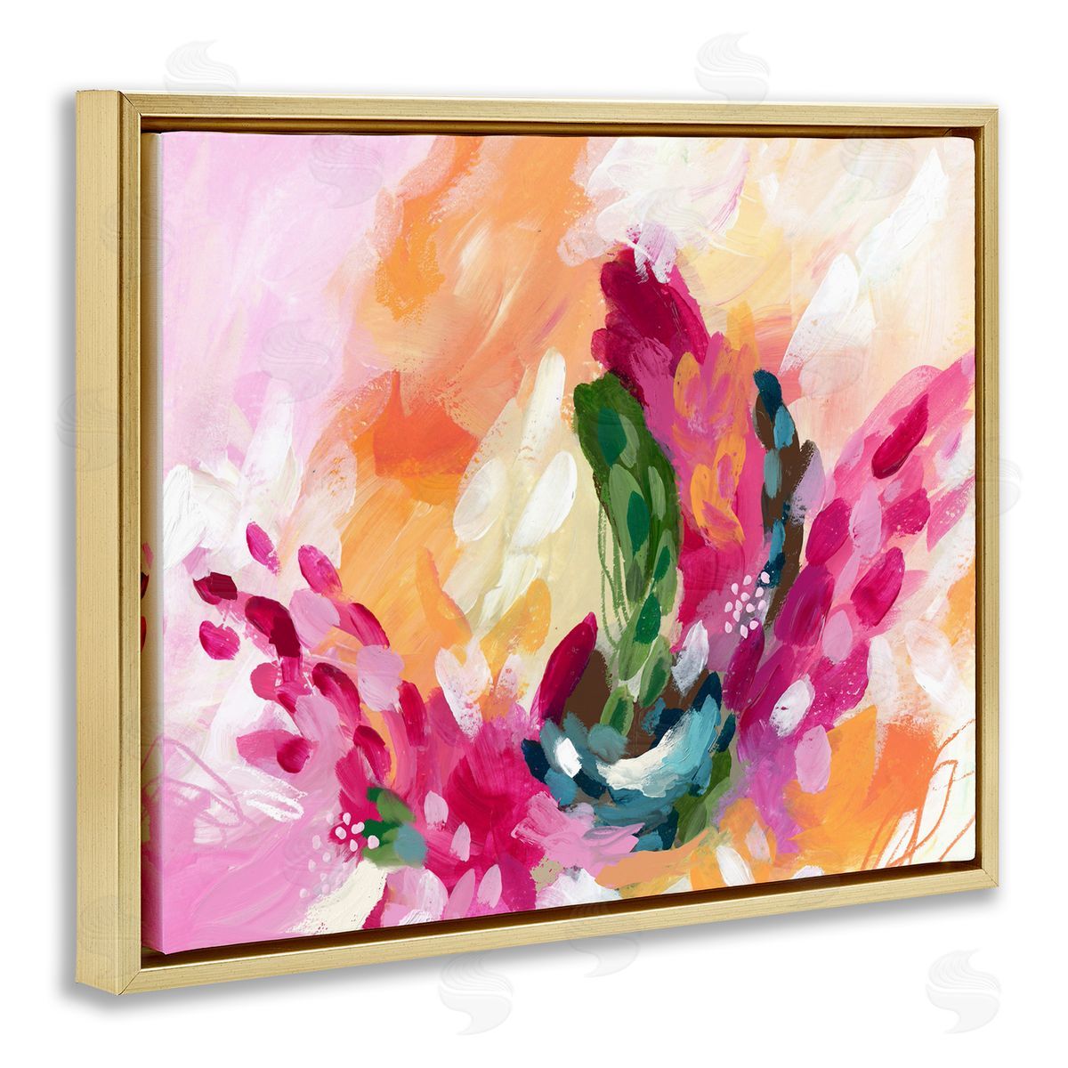 Tropical Punch Abstraction Gold Floating Frame Canvas Wall Art, Home Decor by Lisa Nohren