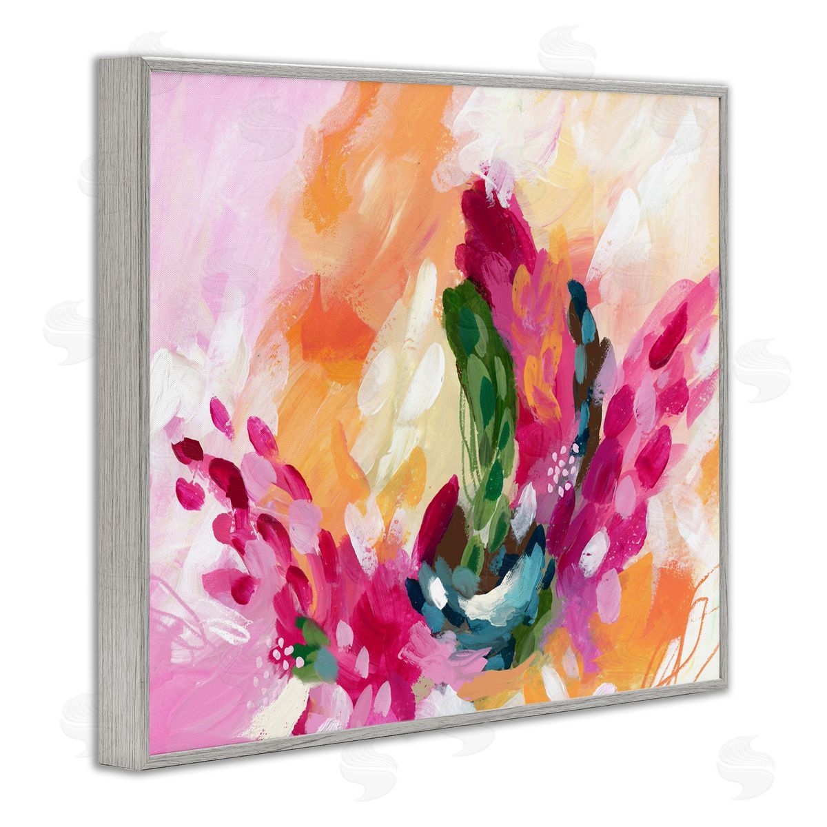 Tropical Punch Abstraction Grey Frame Print Wall Art, Home Decor by Lisa Nohren