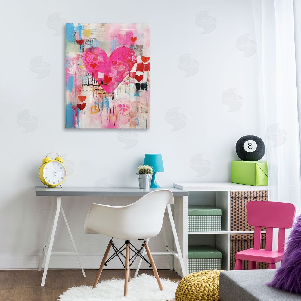 LSR Design Studio Whimsical Romance Heart Pattern Canvas Wall Art Print in Room