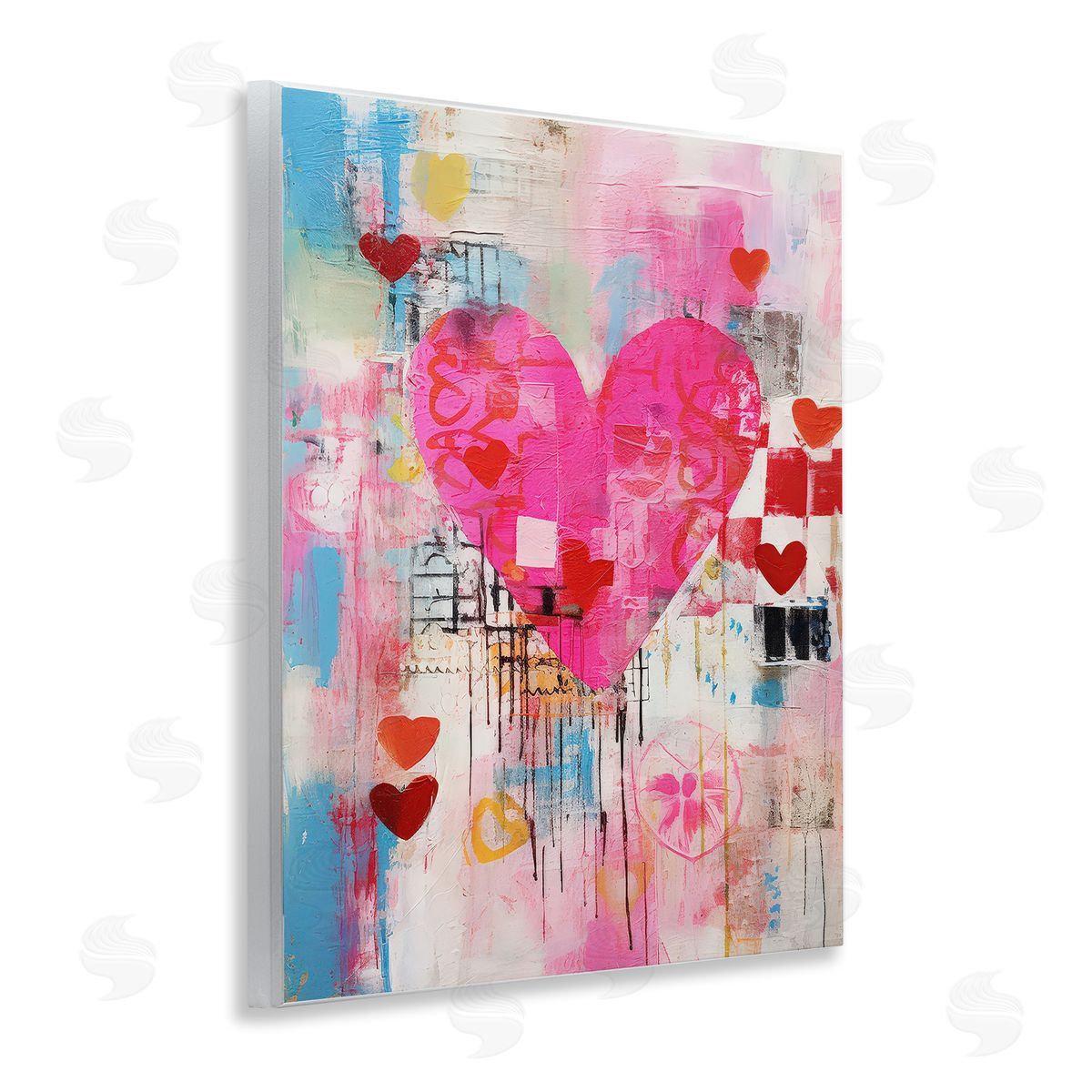 LSR Design Studio Whimsical Romance Heart Pattern Wooden Wall Plaque Art Print