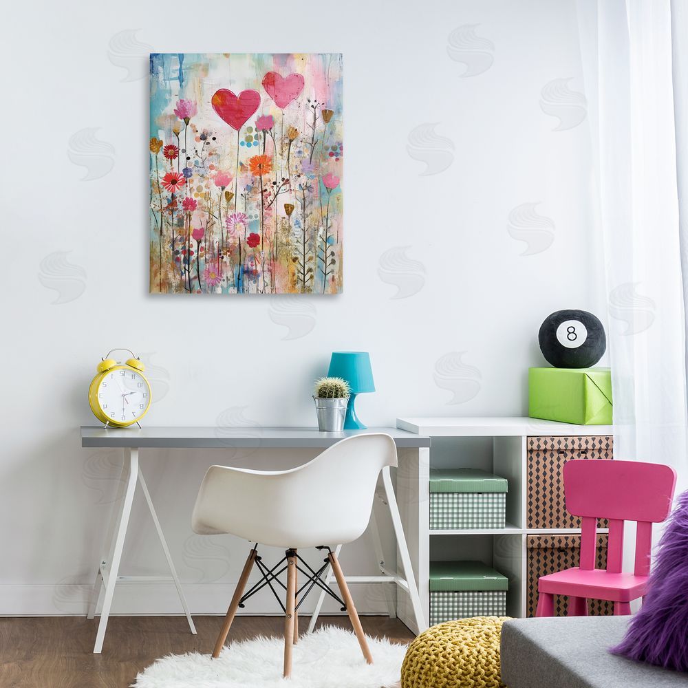 LSR Design Studio Heart & Garden Collage Canvas Wall Art Print in Room