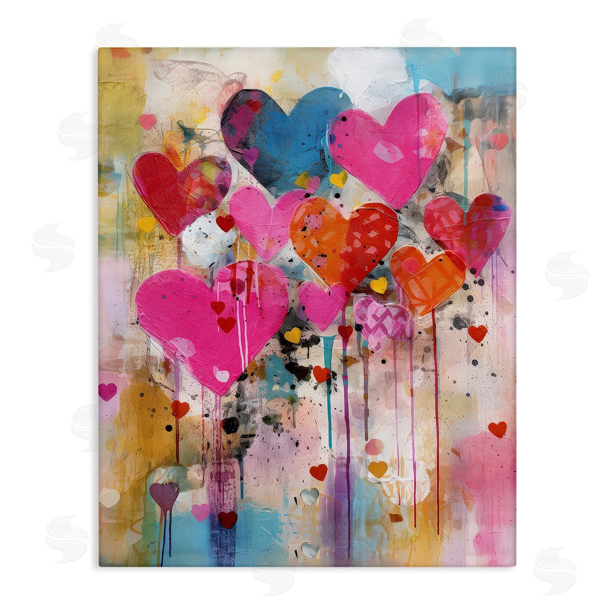 LSR Design Studio Whimsical Love Hearts Pattern Canvas Wall Art Print