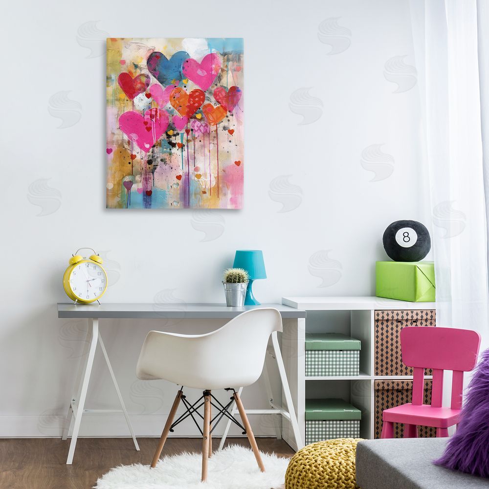 LSR Design Studio Whimsical Love Hearts Pattern Canvas Wall Art Print in Room