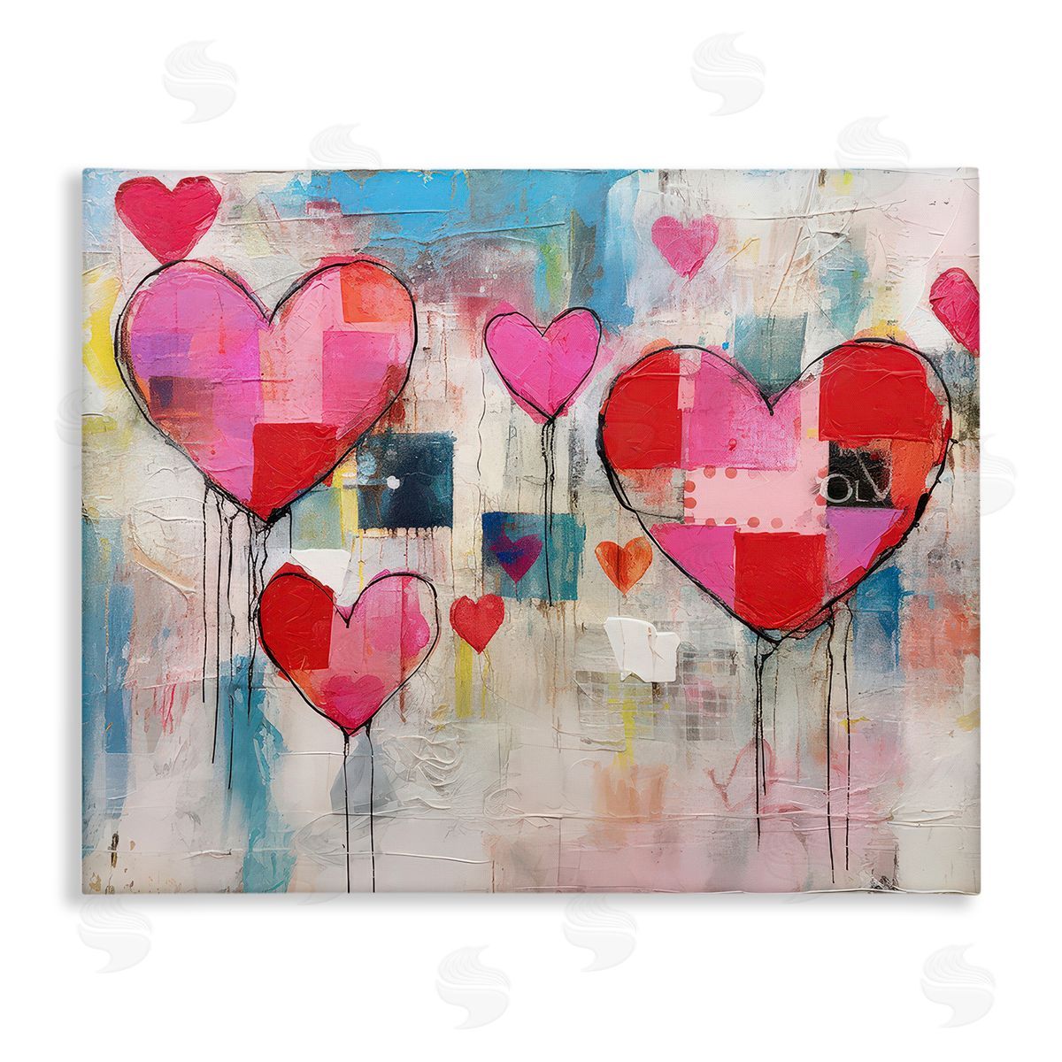 LSR Design Studio Urban Hearts Painting Collage Canvas Wall Art Print