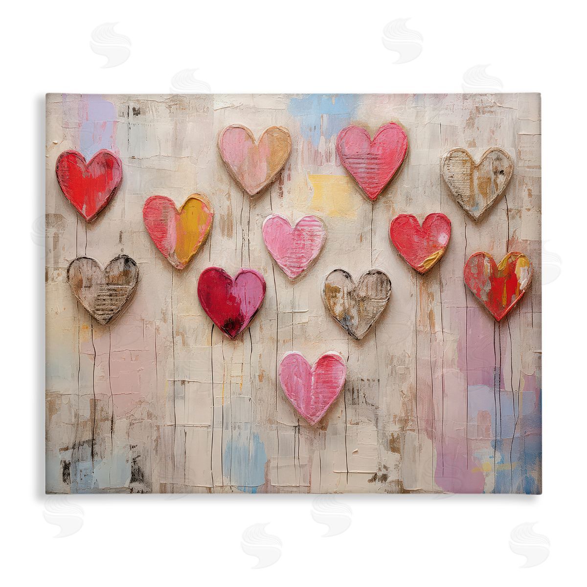 LSR Design Studio Playful Love Hearts Collage Canvas Wall Art Print