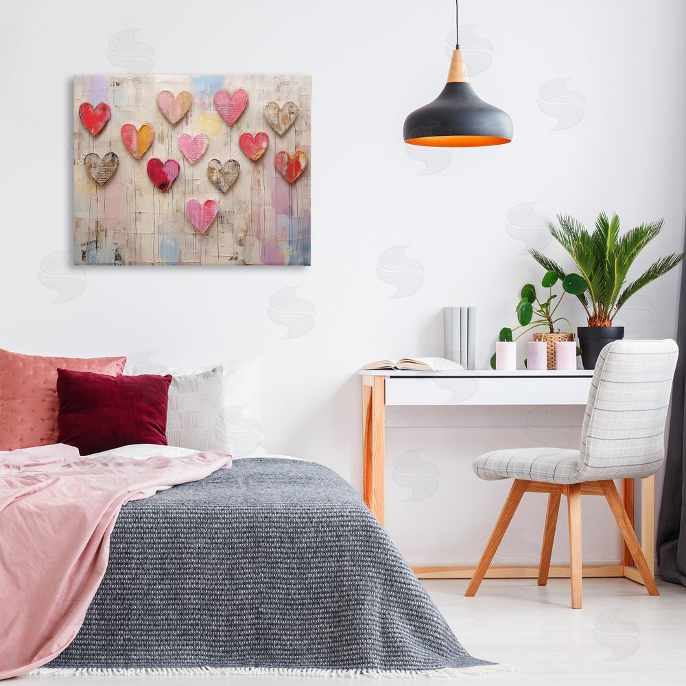 LSR Design Studio Playful Love Hearts Collage Canvas Wall Art Print in Room