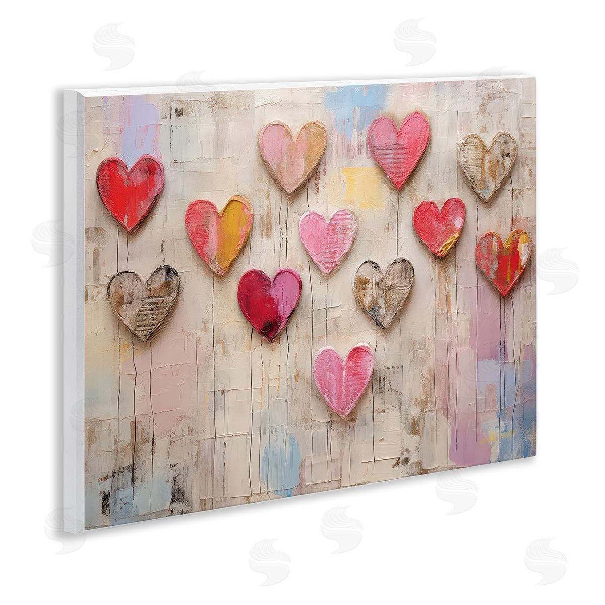 LSR Design Studio Playful Love Hearts Collage Wooden Wall Plaque Art Print